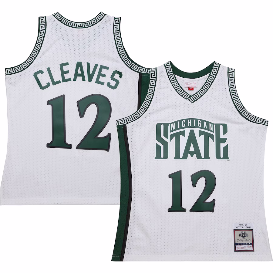 Mateen Cleaves Michigan State Spartans Mitchell & Ness 125th Basketball Anniversary 1999 Throwback Fashion Jersey �?White - Puhuasuan