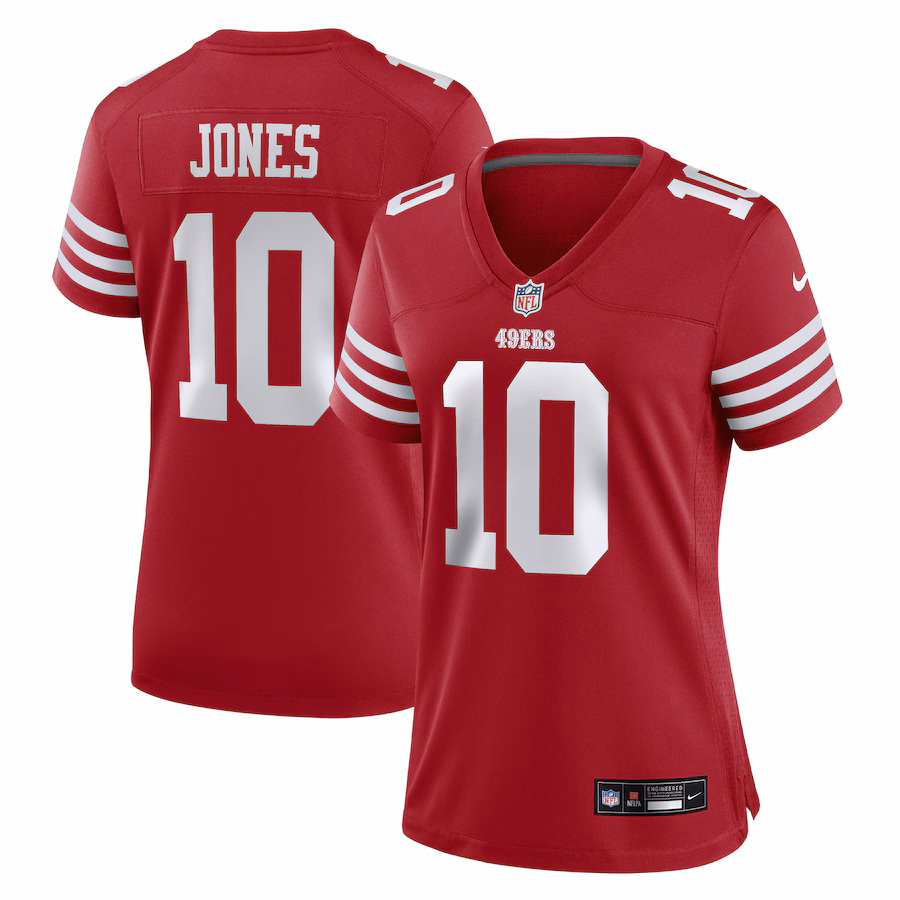 Women's San Francisco 49ers Mac Jones Nike Scarlet Team Game Jersey - Puhuasuan