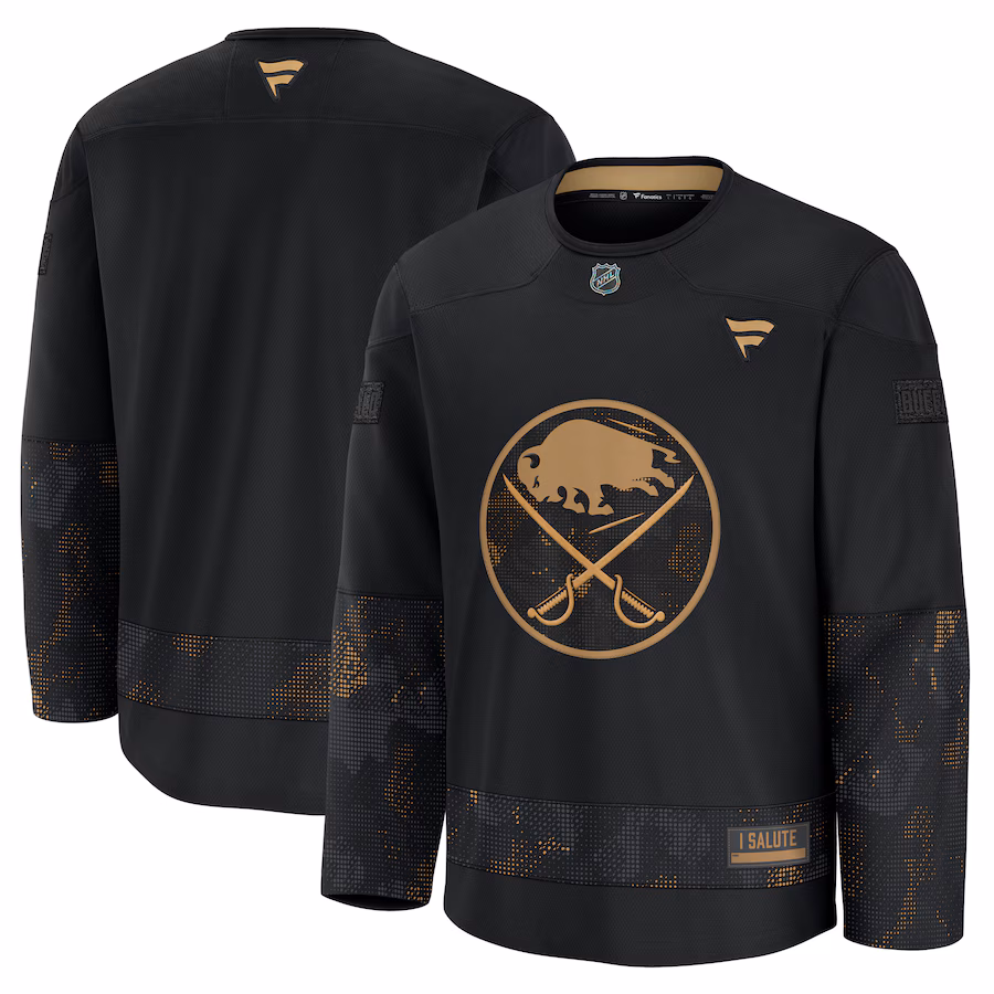 Men's Buffalo Sabres Fanatics Black 2024 Military Appreciation Practice Jersey - Puhuasuan