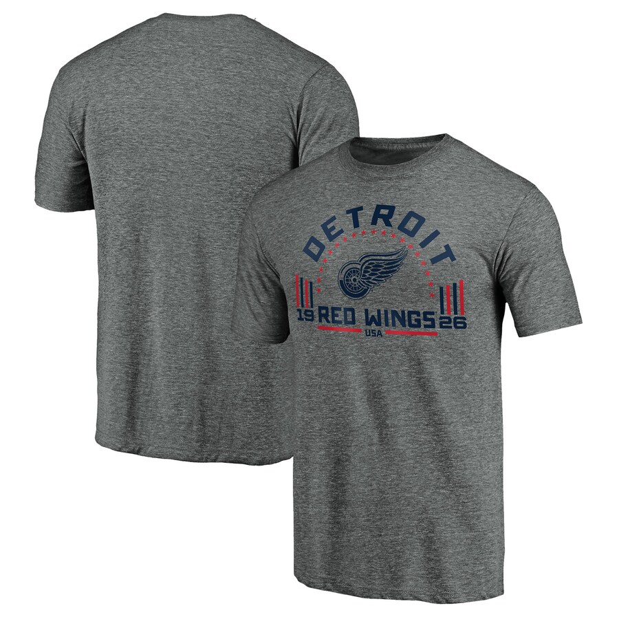 Men's Detroit Red Wings Heathered Gray Team Freedom Tri-Blend T-Shirt - Puhuasuan