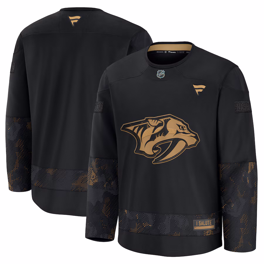 Men's Nashville Predators Fanatics Black 2024 Military Appreciation Practice Jersey - Puhuasuan