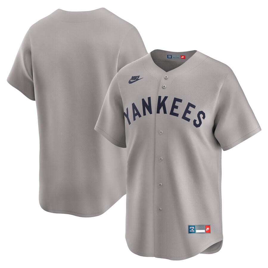 Men's New York Yankees Nike Gray Throwback Cooperstown Collection Limited Jersey - Puhuasuan