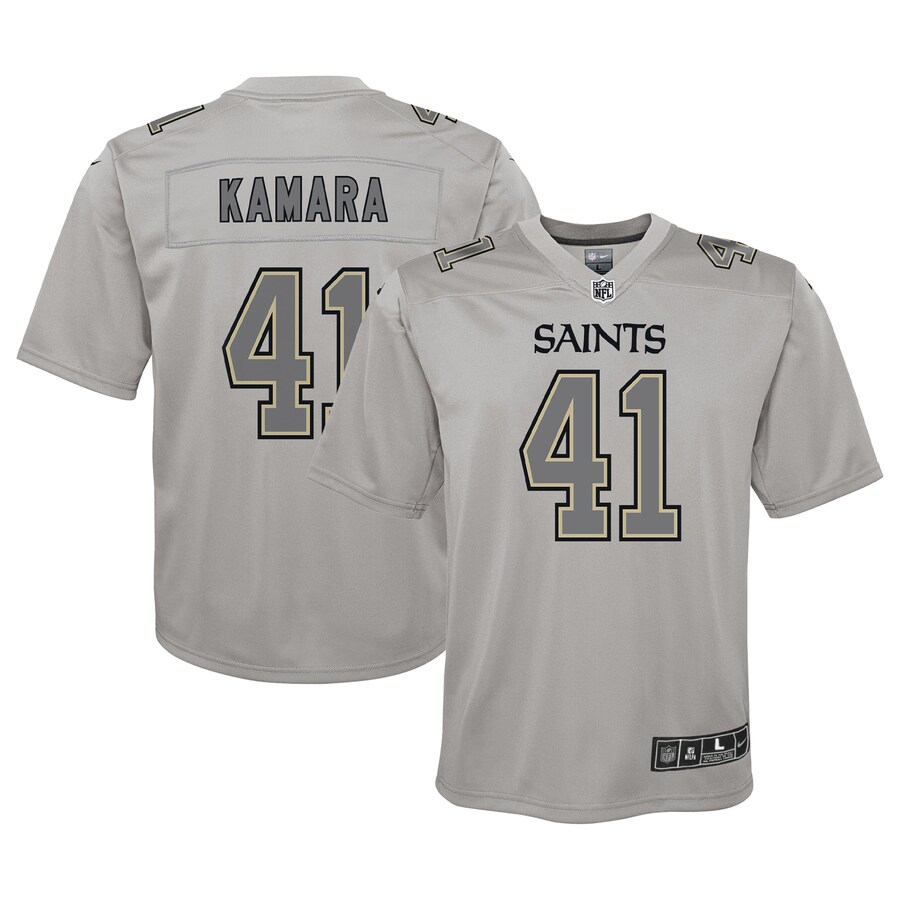 Youth New Orleans Saints Alvin Kamara Nike Gray Atmosphere Game Jersey - Puhuasuan