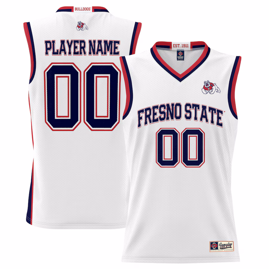Fresno State Bulldogs GameDay Greats Youth NIL Pick-A-Player Lightweight Basketball Jersey - White - Puhuasuan
