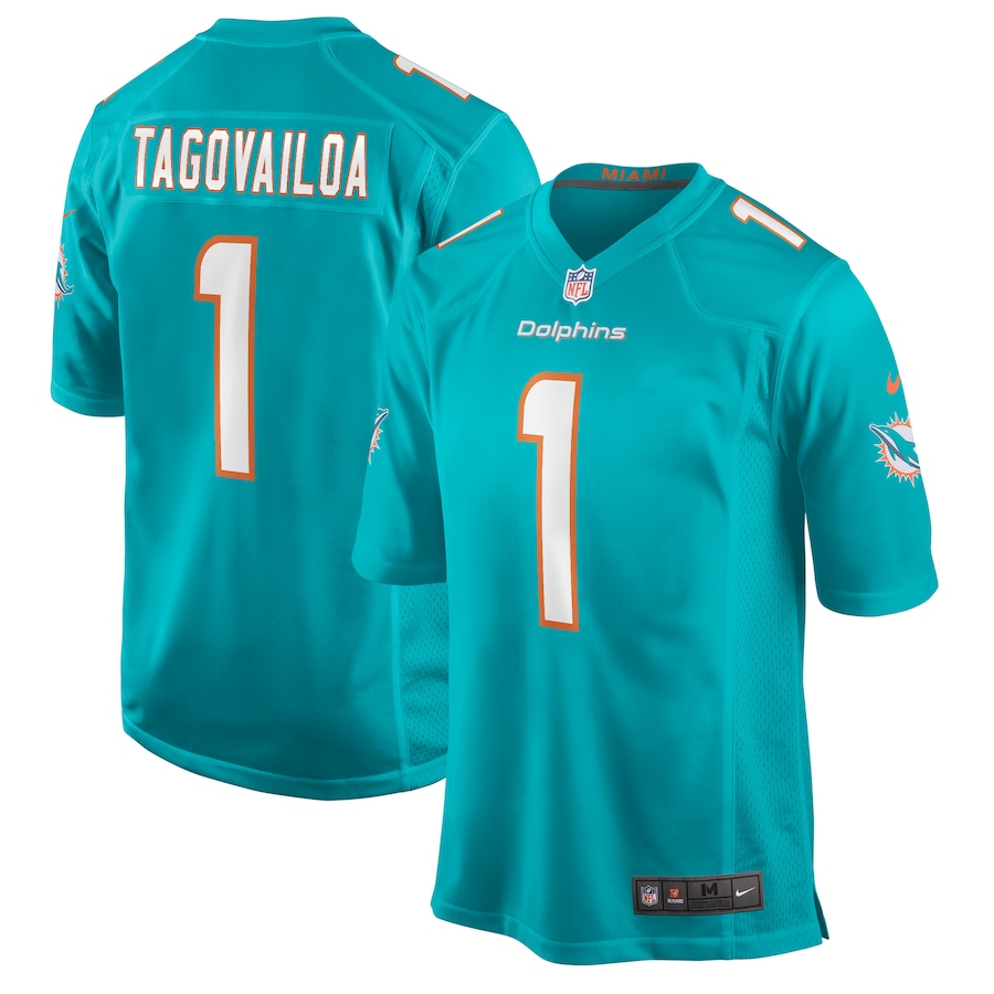 Men's Miami Dolphins Tua Tagovailoa Nike Aqua Game Jersey - Puhuasuan