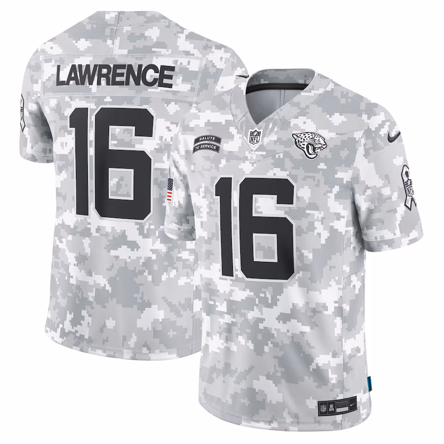 Men's Jacksonville Jaguars Trevor Lawrence Nike Arctic Camo 2024 Salute to Service Limited Jersey - Puhuasuan
