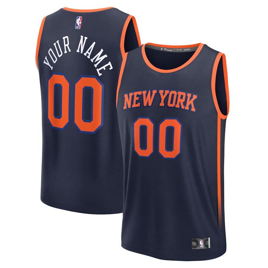 Men's New York Knicks Fanatics Navy Custom Fast Break Jersey - Statement Edition - Puhuasuan