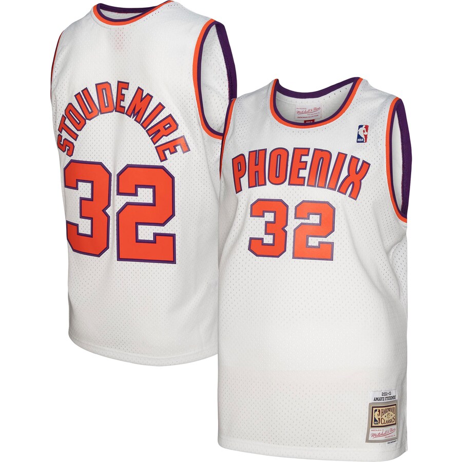 Men's Phoenix Suns Amar'e Stoudemire Mitchell & Ness White 2001/02 Hardwood Classics Swingman Jersey - Puhuasuan
