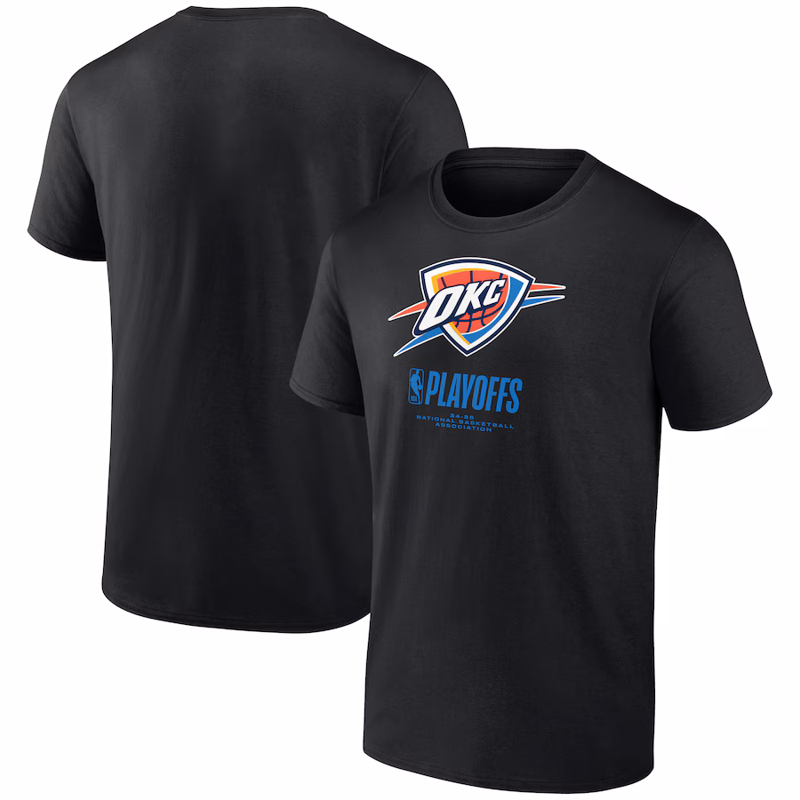 Men's  Oklahoma City Thunder Black 2025 NBA Playoffs Alley Oop T-Shirt - Puhuasuan