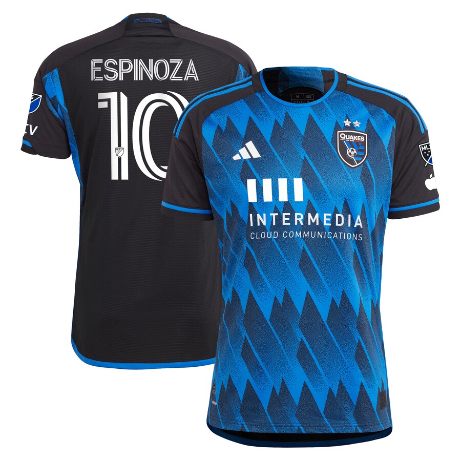 Men's San Jose Earthquakes Cristian Espinoza adidas Blue 2023 Active Fault Jersey Authentic Jersey - Puhuasuan