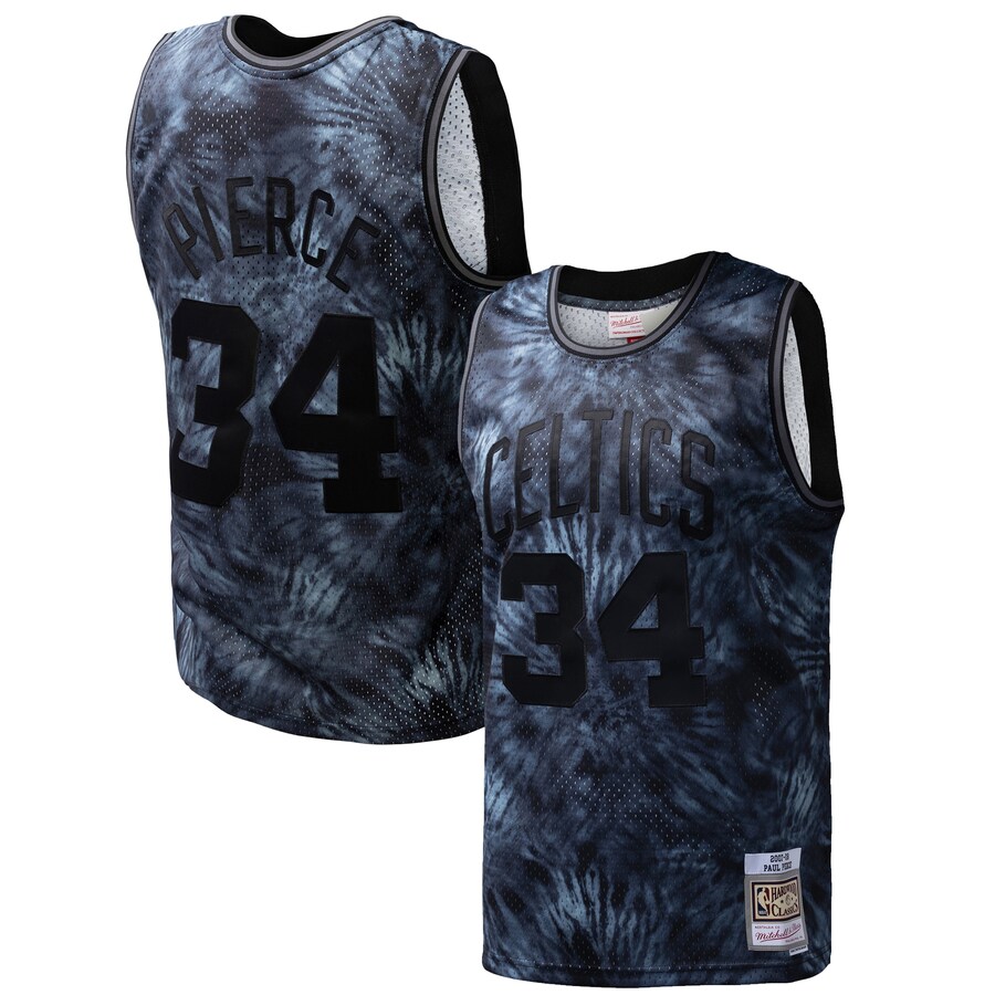 Men's Boston Celtics Paul Pierce Mitchell & Ness Black Hardwood Classics 2007/08 Tie-Dye Swingman Jersey - Puhuasuan