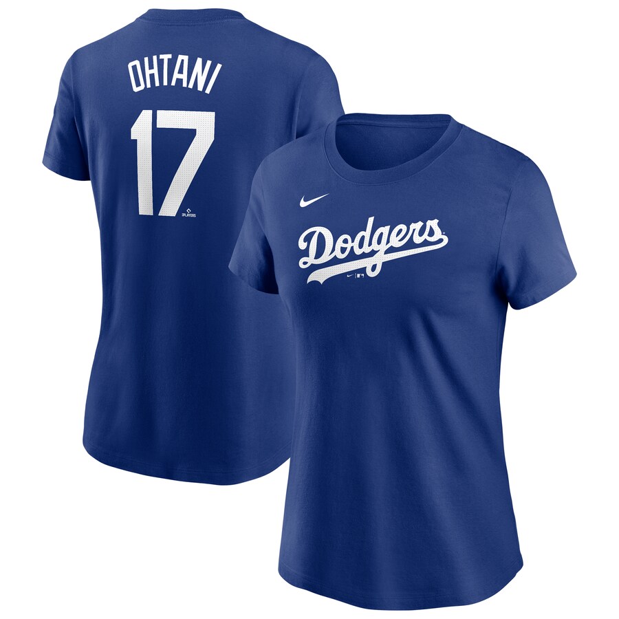 Women's Los Angeles Dodgers Shohei Ohtani Nike Royal 2024 Fuse Name & Number T-Shirt - Puhuasuan