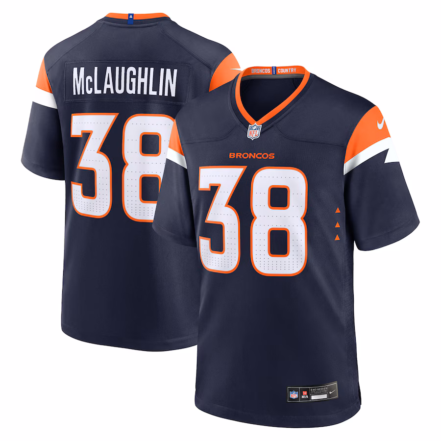 Men's Denver Broncos Jaleel McLaughlin Nike Navy Alternate Game Jersey - Puhuasuan