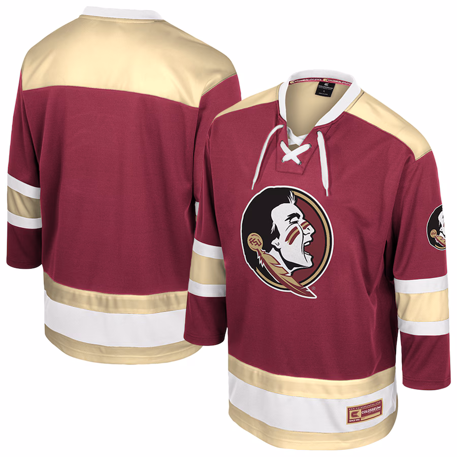 Men's Colosseum  Garnet Florida State Seminoles Athletic Machine Fashion Hockey Jersey - Puhuasuan