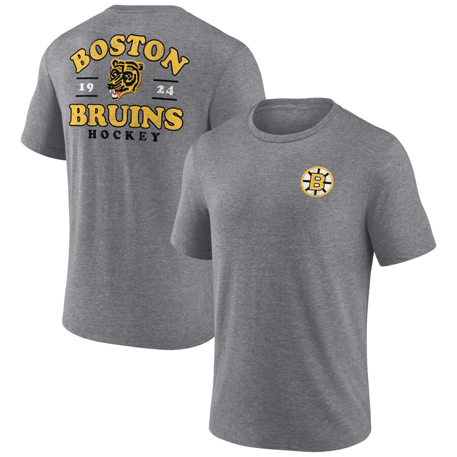Men's Boston Bruins Fanatics Heather Gray Winger Tri-Blend T-Shirt - Puhuasuan