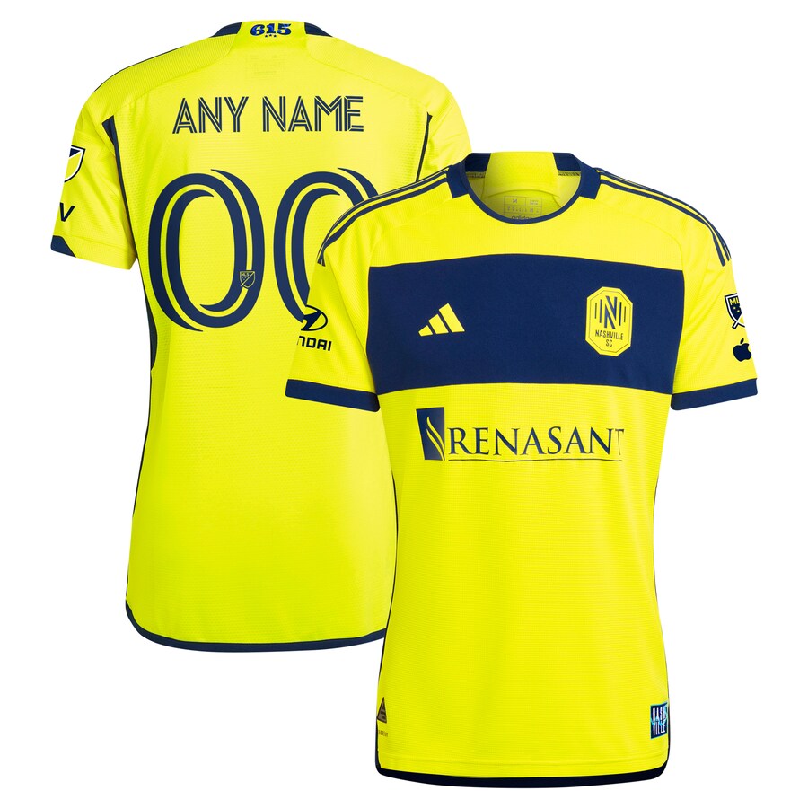 Men's Nashville SC  adidas Yellow 2024 The 615 Kit Authentic Custom Jersey - Puhuasuan