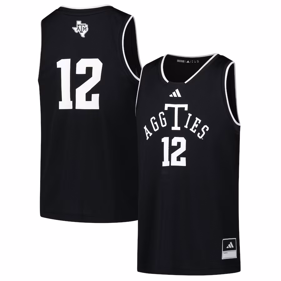 Youth adidas #12 Black Texas A&M Aggies Alternate Replica Swingman Jersey - Puhuasuan