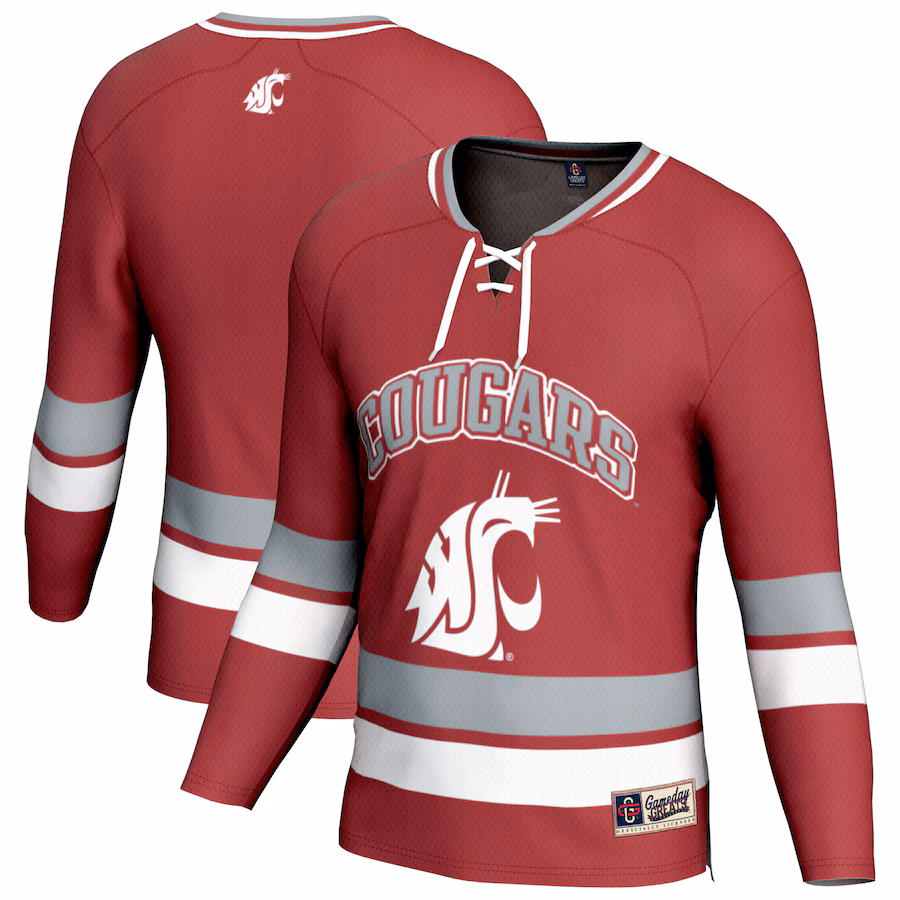 Youth GameDay Greats  Crimson Washington State Cougars Spirit Hockey Jersey - Puhuasuan