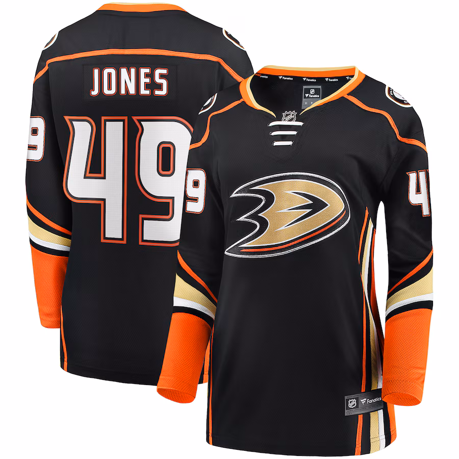 Women's Anaheim Ducks Max Jones Fanatics Black Home Breakaway Player Jersey - Puhuasuan