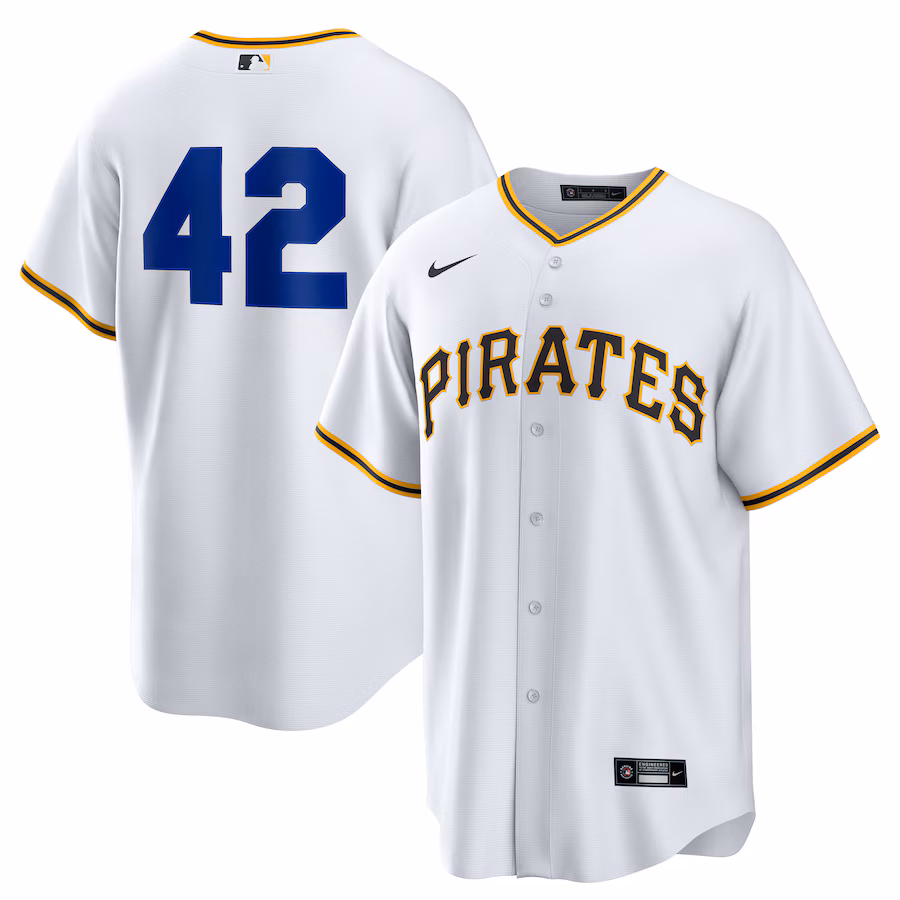 Men's Pittsburgh Pirates Nike White Home 2025 Jackie Robinson Day Replica Jersey - Puhuasuan