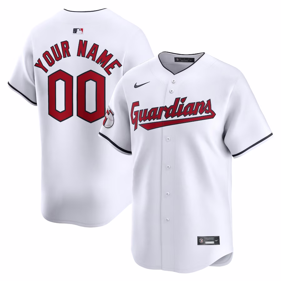 Men's Cleveland Guardians Nike White Home Limited Custom Jersey - Puhuasuan