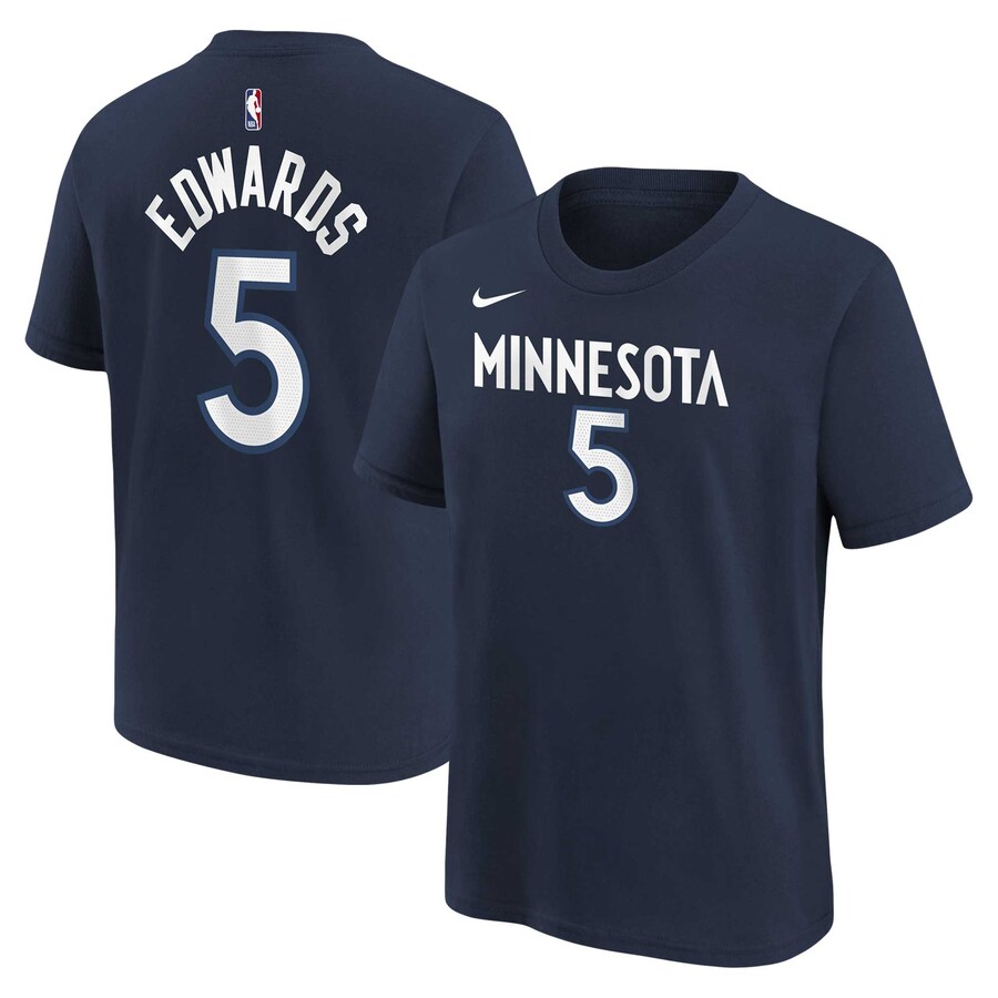 Youth Minnesota Timberwolves Anthony Edwards Navy Icon Name & Number T-Shirt - Puhuasuan