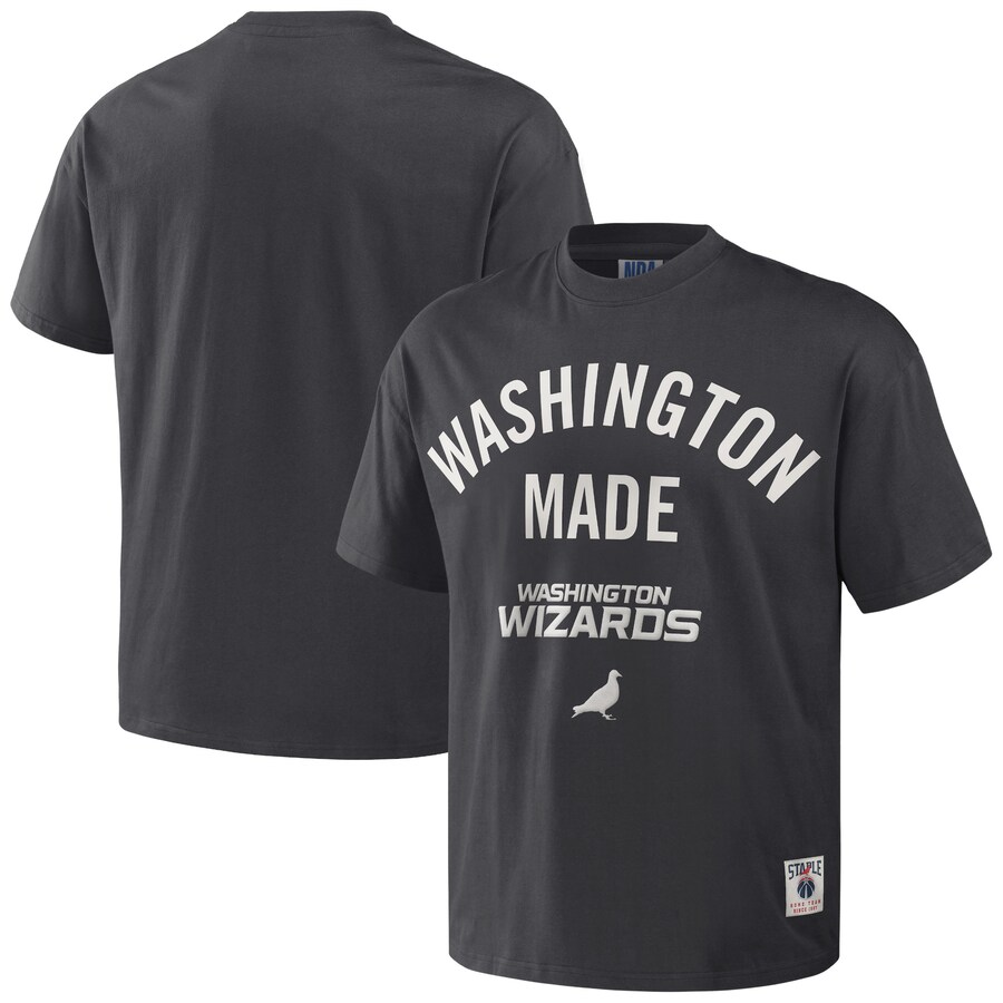 Men's Washington Wizards NBA x Staple Anthracite Heavyweight Oversized T-Shirt - Puhuasuan