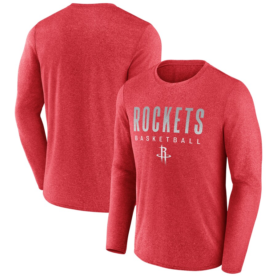 Men's Houston Rockets Fanatics Heathered Red Where Legends Play Iconic Practice Long Sleeve T-Shirt - Puhuasuan