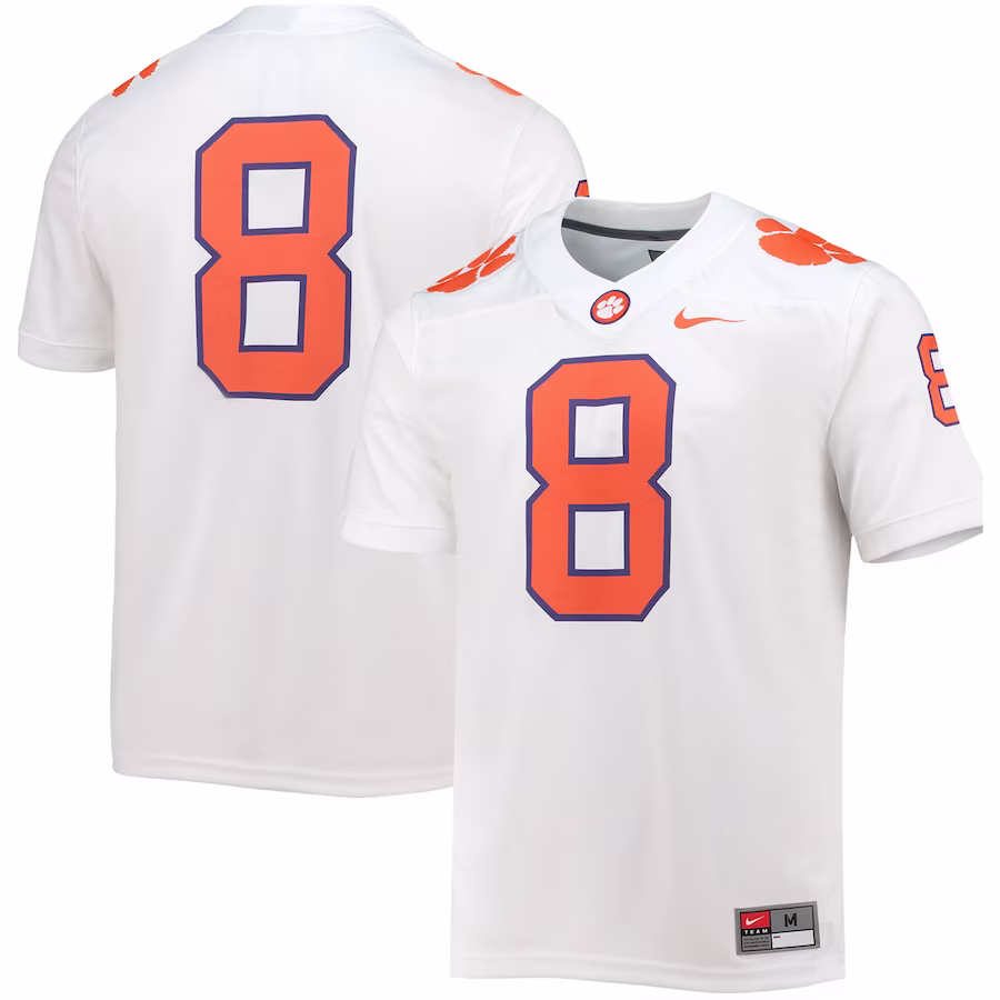 #8 Clemson Tigers Nike Game Jersey - White - Puhuasuan