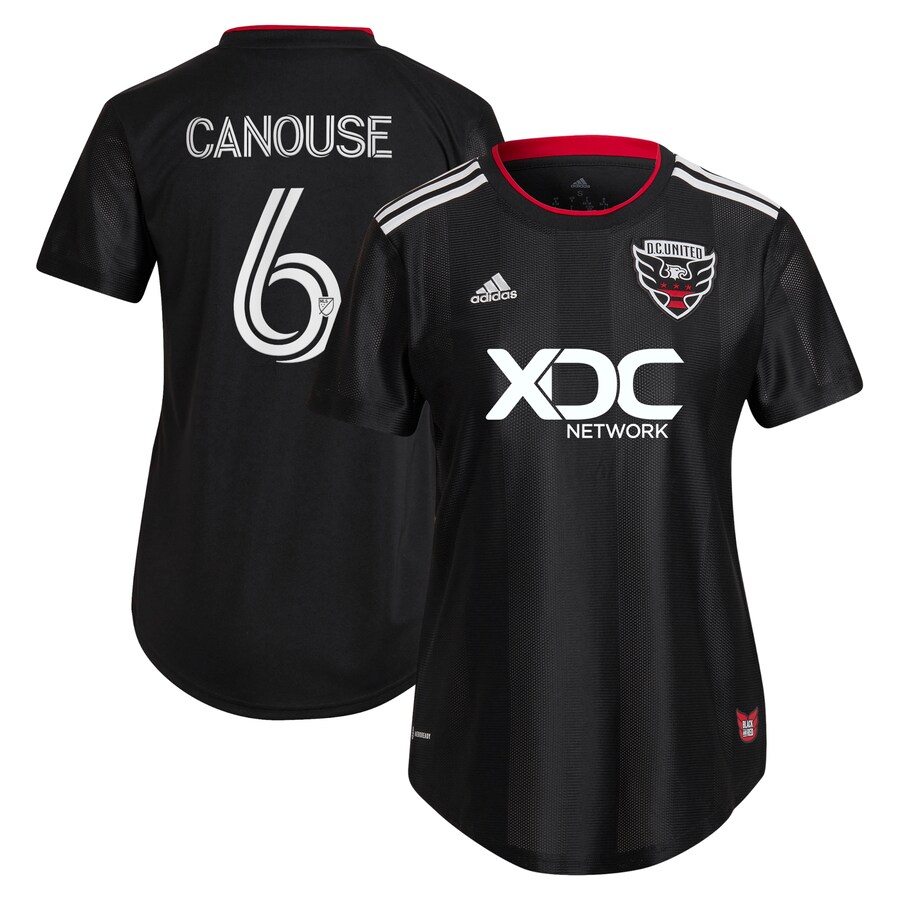 Women's D.C. United Russell Canouse adidas Black 2022 Black and Red Kit Replica Player Jersey - Puhuasuan