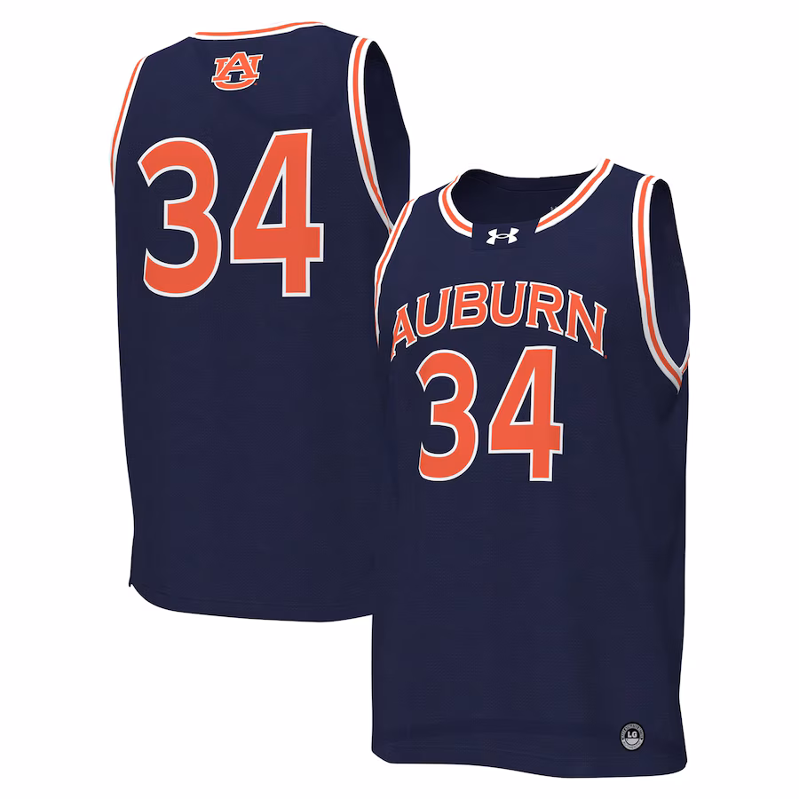 Men's Under Armour #34 Navy Auburn Tigers Replica Basketball Jersey - Puhuasuan