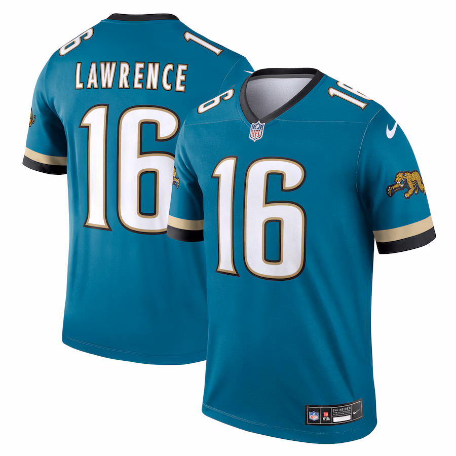 Men's Jacksonville Jaguars Trevor Lawrence Nike Teal Alternate Legend Player Performance Top - Puhuasuan