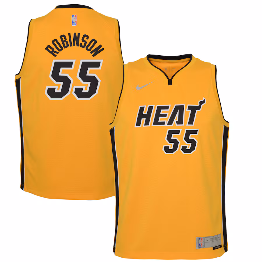 Youth Miami Heat Duncan Robinson Nike Trophy Gold 2020/21 Swingman Player Jersey - Earned Edition - Puhuasuan