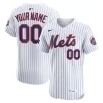 Men's New York Mets Nike White Home Elite Sponsor Patch Custom Jersey - Puhuasuan