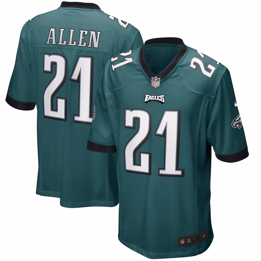 Men's Philadelphia Eagles Eric Allen Nike Midnight Green Game Retired Player Jersey - Puhuasuan