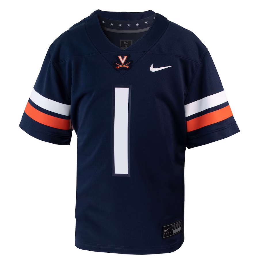 #1 Virginia Cavaliers Nike Youth 1st Armored Division Old Ironsides Untouchable Football Jersey - Navy - Puhuasuan