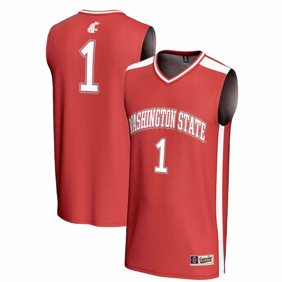 Youth GameDay Greats #1 Crimson Washington State Cougars Lightweight Collegiate Basketball Fashion Jersey - Puhuasuan