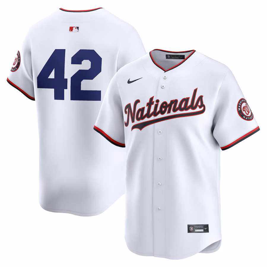 Men's Washington Nationals  Nike White 2024 Jackie Robinson Day Home Limited Jersey - Puhuasuan
