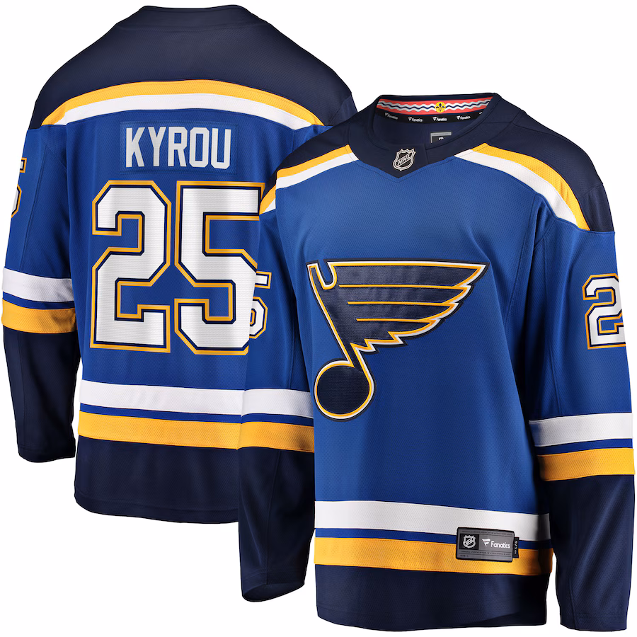 Men's St. Louis Blues Jordan Kyrou Fanatics Blue Home Team Breakaway Player Jersey - Puhuasuan