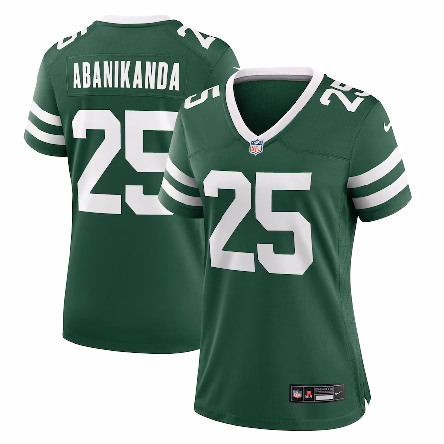 Women's New York Jets Israel Abanikanda Nike Legacy Green Team Game Jersey - Puhuasuan
