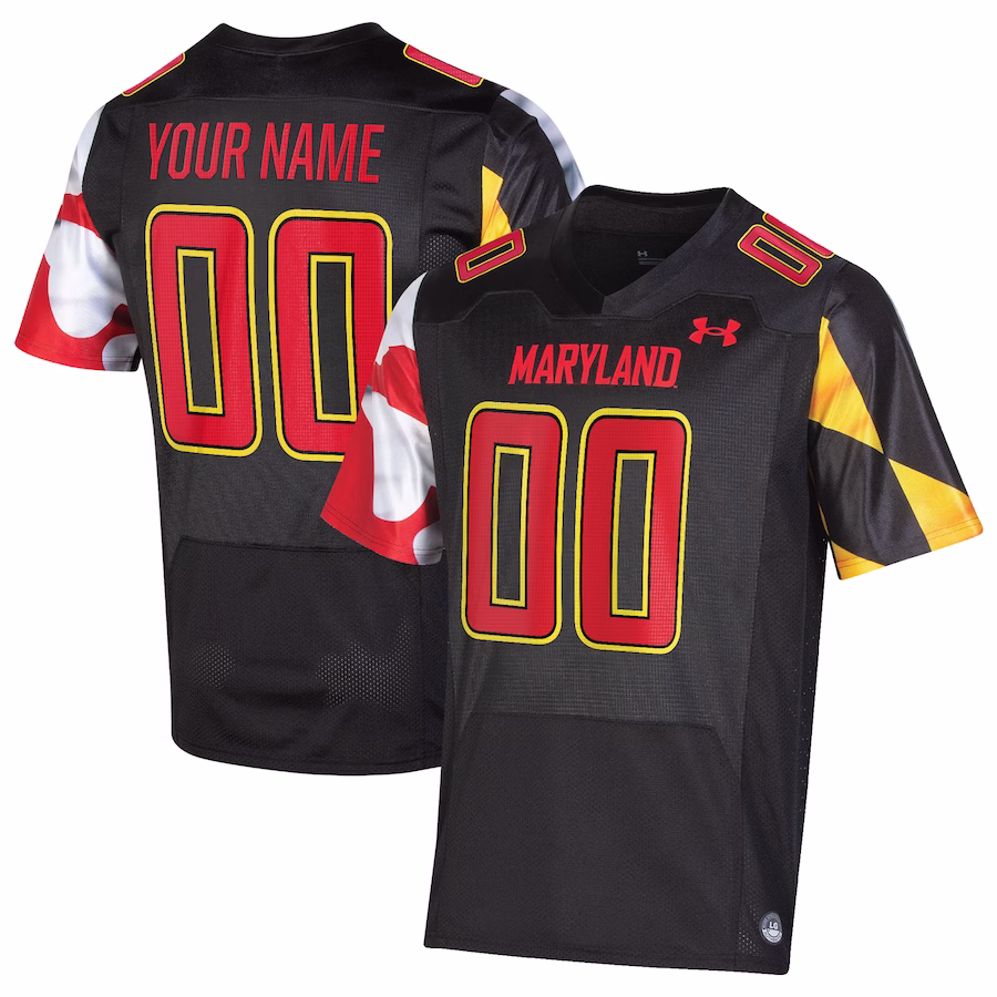 Maryland Terrapins Under Armour Custom Jersey - Black - Puhuasuan