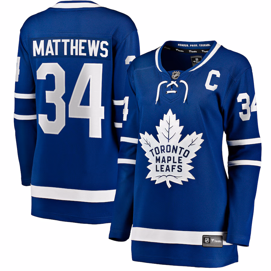 Women's Toronto Maple Leafs Auston Matthews Fanatics Blue Captain Patch Home Breakaway Player Jersey - Puhuasuan