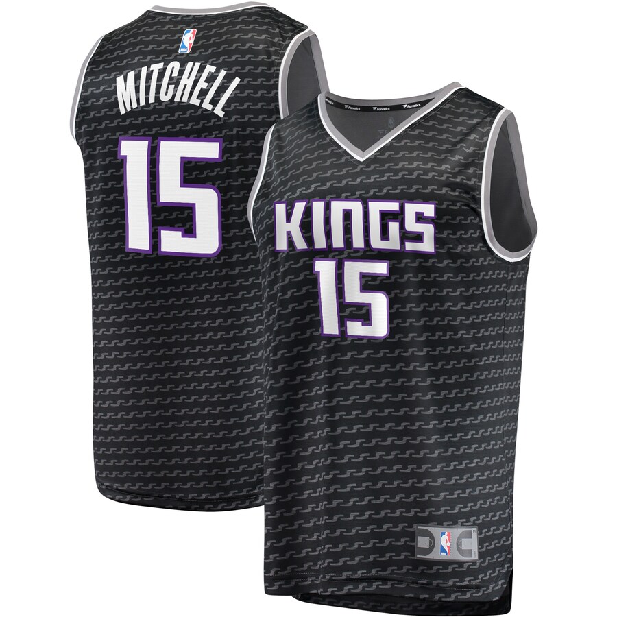 Men's Sacramento Kings Davion Mitchell Fanatics Black Fast Break Replica Player Jersey - Statement Edition - Puhuasuan