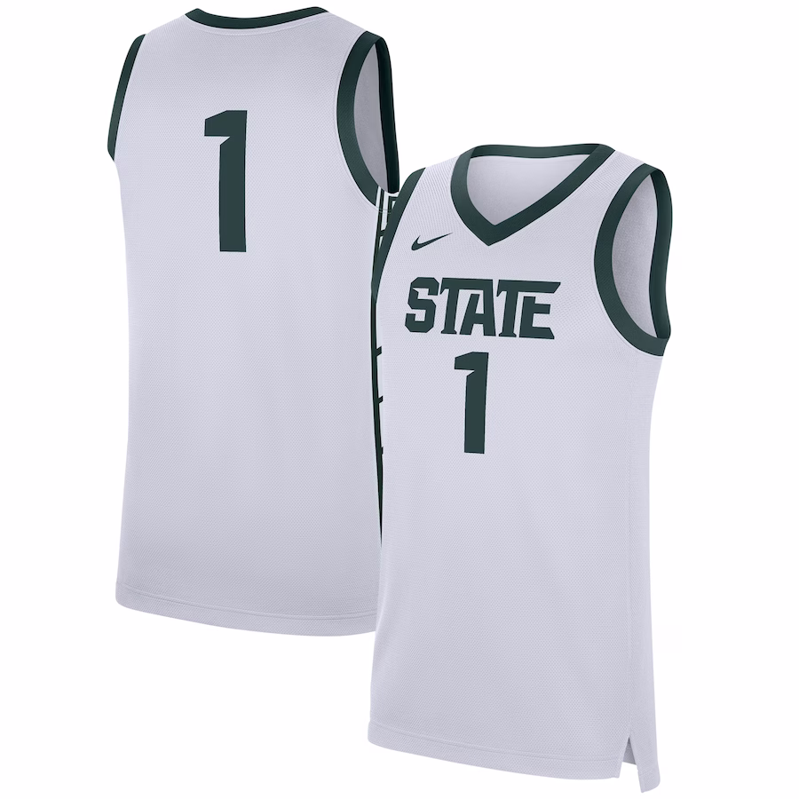 #1 Michigan State Spartans Nike Replica Jersey - White - Puhuasuan