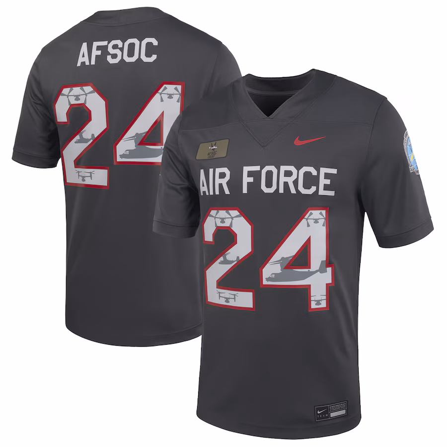 Men's Nike Anthracite Air Force Falcons Special Operations Command Alternate Game Jersey - Puhuasuan