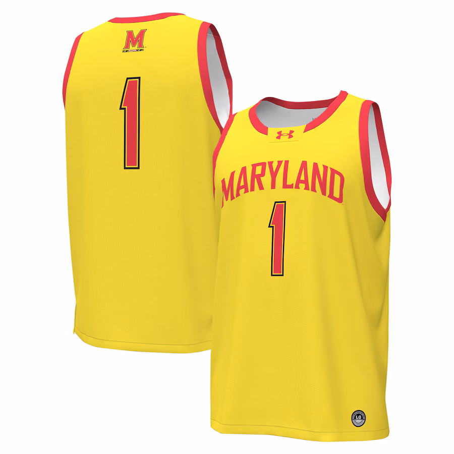 Men's Under Armour #1 Gold Maryland Terrapins Replica Basketball Jersey - Puhuasuan