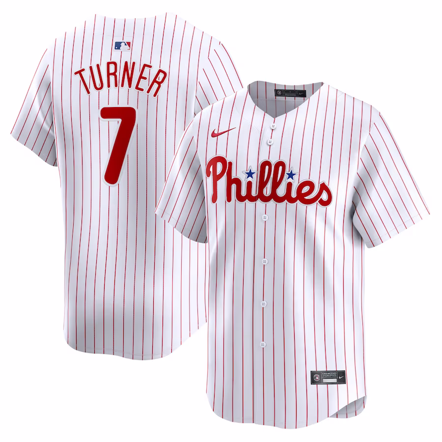 Men's Philadelphia Phillies Trea Turner Nike White Home Limited Player Jersey - Puhuasuan