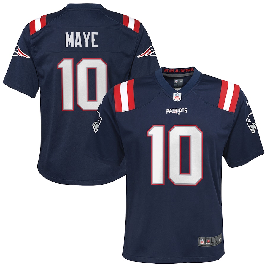 Youth New England Patriots Drake Maye Nike Navy Player Game Jersey - Puhuasuan