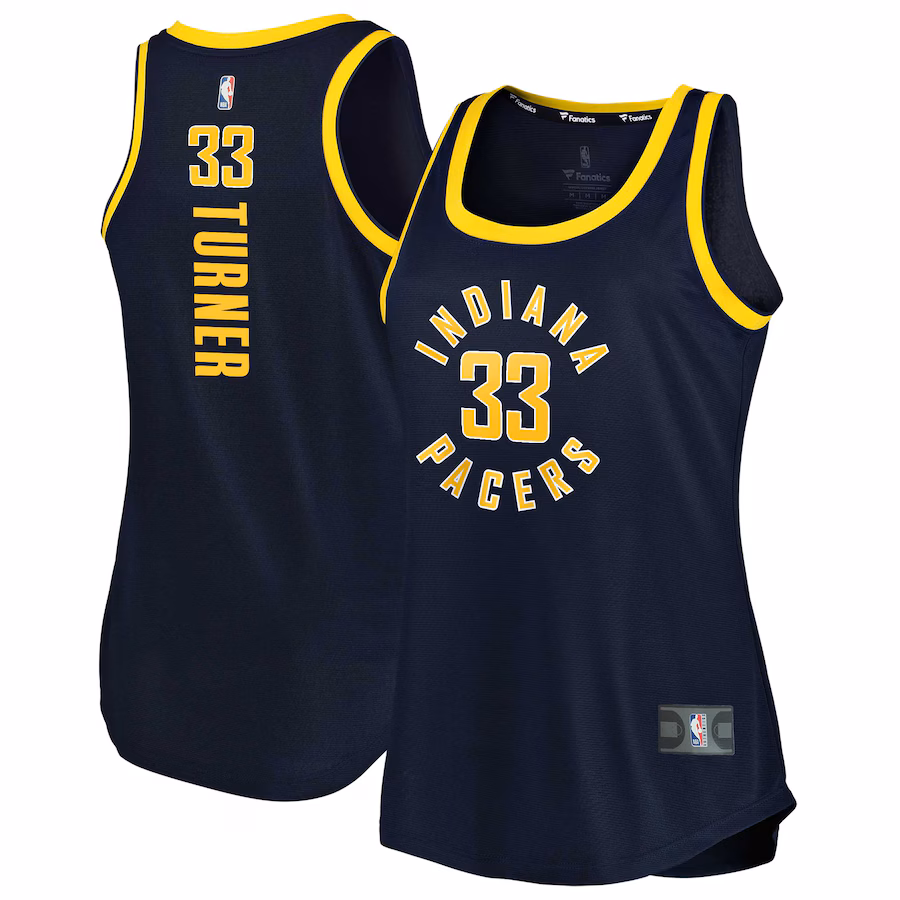 Women's Indiana Pacers Myles Turner Fanatics Navy Fast Break Tank Jersey - Icon Edition - Puhuasuan
