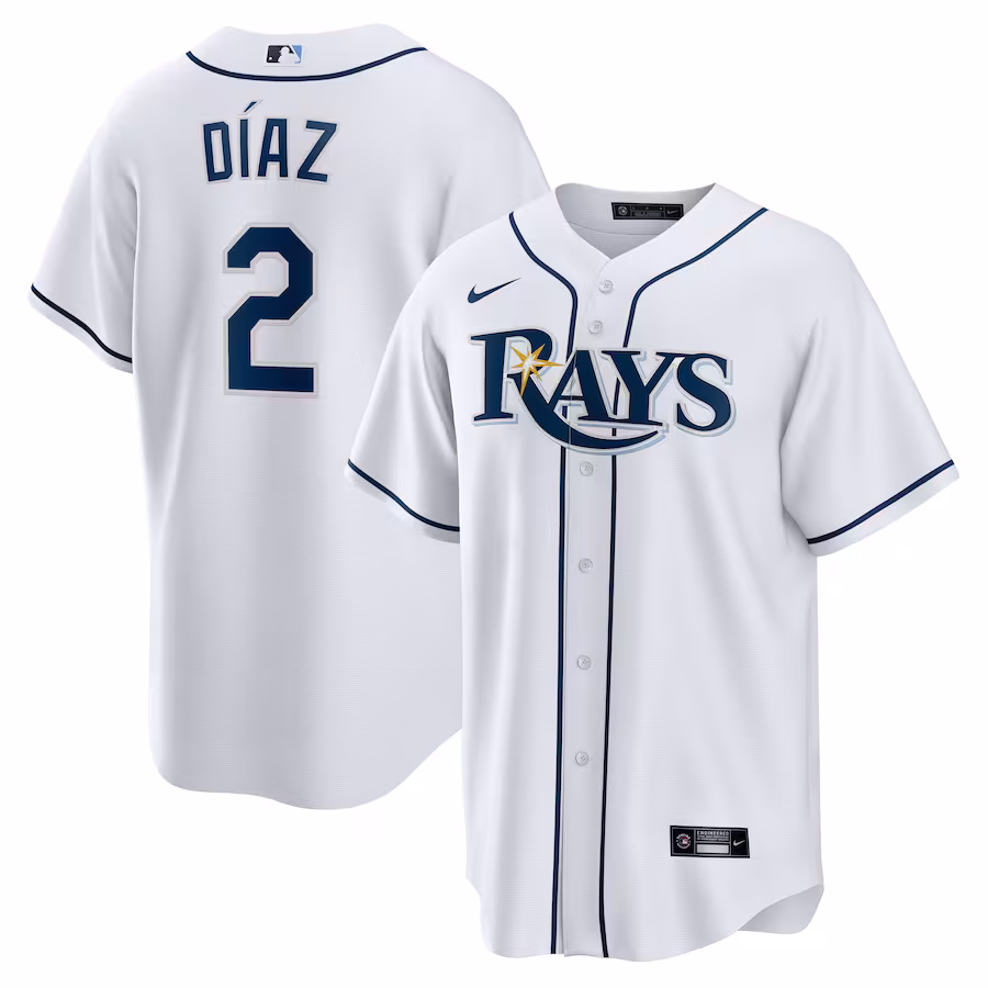 Men's Tampa Bay Rays Yandy Díaz Nike White Home  Replica Player Jersey - Puhuasuan